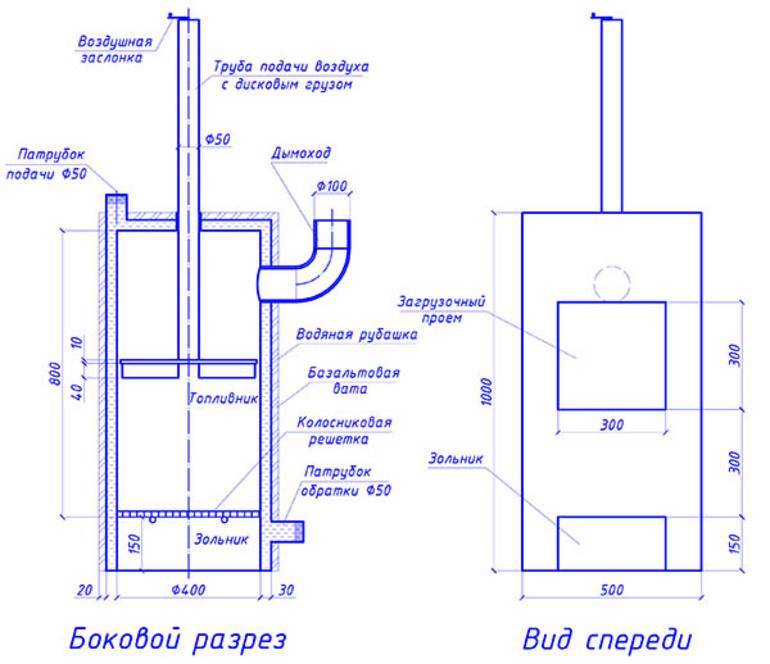 Печь длительного горения бубафоня: конструкция, чертеж, принцип действия | гид по отоплению