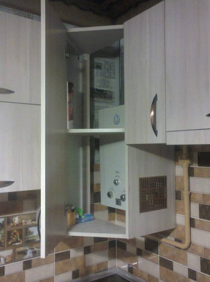 Как спрятать газовый котел на кухне — 35 фото вариантов