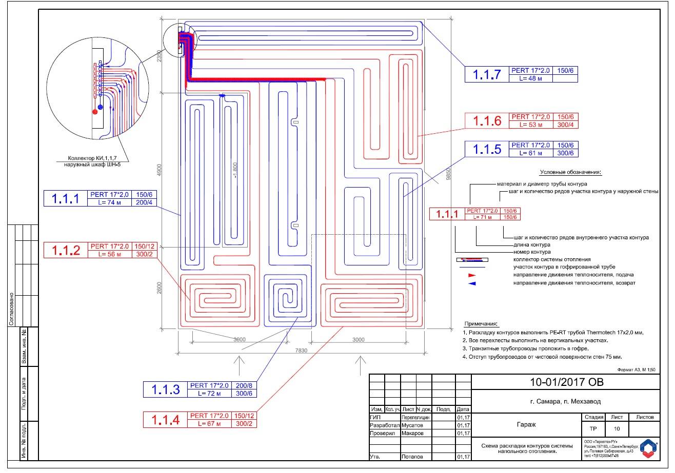 Монтажные схемы укладки теплого водяного пола: проектирование и расчеты