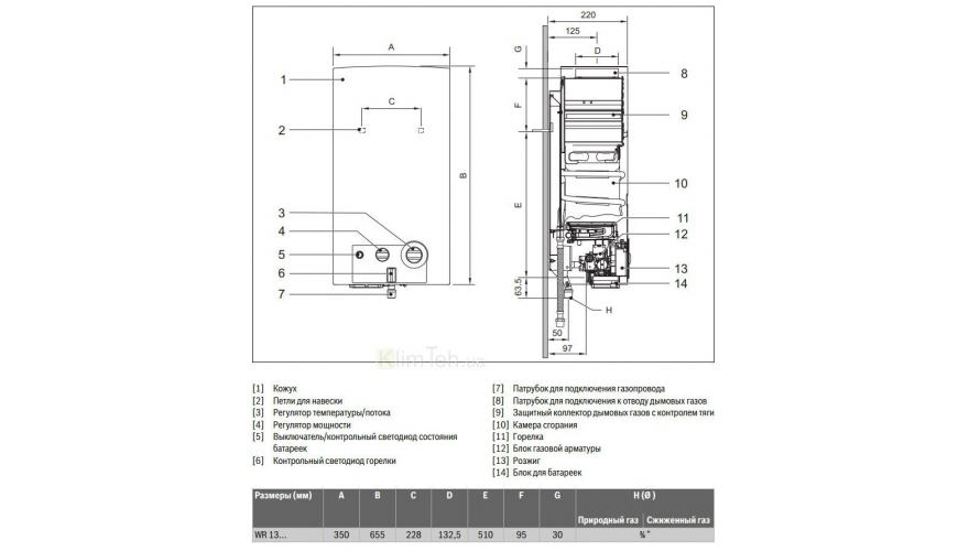 Схема подключения газовой колонки bosch