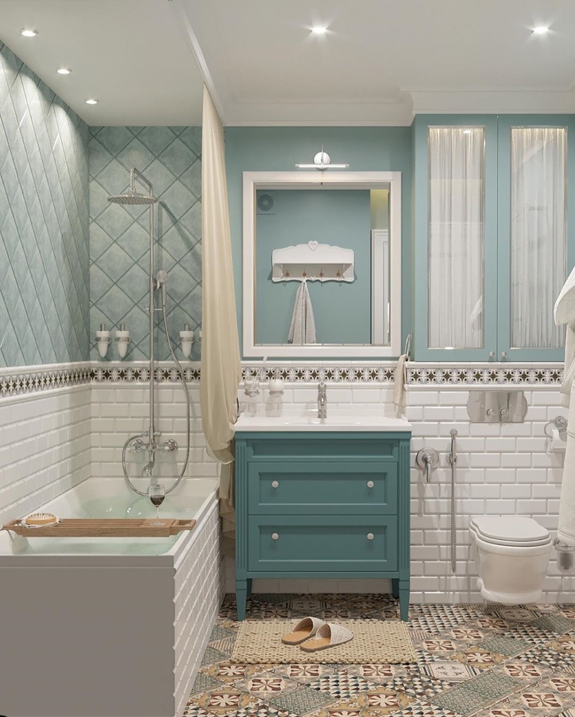 Ванная комната в стиле прованс (фото) – выбор мебели и плитки для интерьера