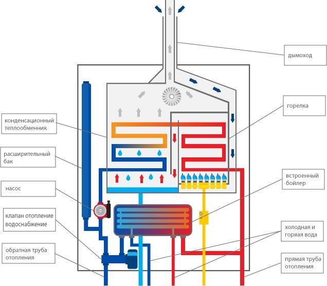 Устройство газового котла: особенности и принцип работы отопительных приборов, конструкция в разрезе