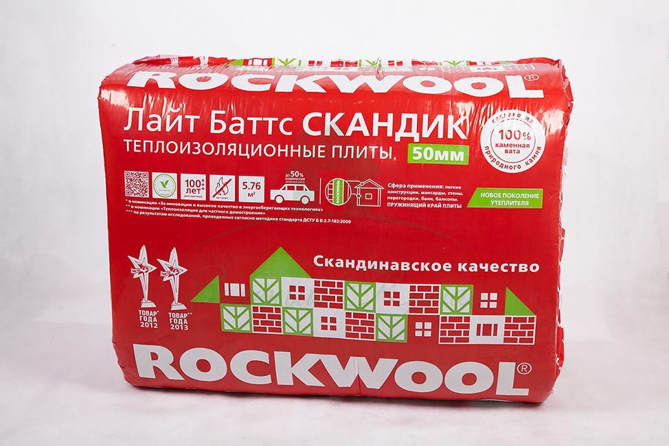 Rockwool «лайт баттс»: минераловатные плиты «скандик» размером 1000х600х50, утеплитель толщиной 50 мм