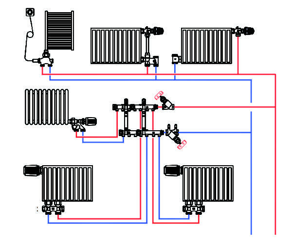 Разводка системы отопления схемы и способы размещения труб и радиаторов отопления 145 фото